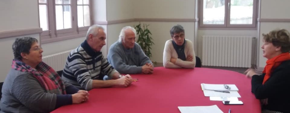Nadia SOLLOGOUB en réunion à la mairie de Surgy le 4 février 2019 avec le maire et les adjoins