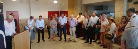 Nadia SOLLOGOUB avec les maires lors du rassemblement de l'union amicale des maires de la Nièvre à Saint-Saulges le vendredi 28 juin 2019