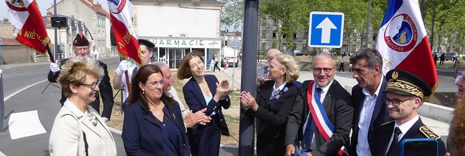 Nadia SOLLOGOUB lors de l'inauguration du rond point du Souvenir français le jeudi 18 juillet 2019 à Nevers en présence de Florence Parly, Ministre des Armées