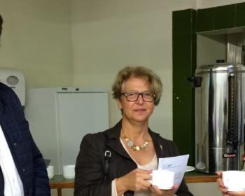 Nadia SOLLOGOUB à Varennes Vauzelles le 10 septembre 2019 entourée d'Isabelle BONICEL, maire et Patrice PERROT, député