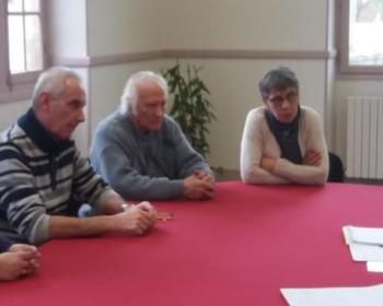 Nadia SOLLOGOUB en réunion à la mairie de Surgy le 4 février 2019 avec le maire et les adjoins