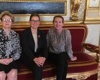 Nadia SOLLOGOUB et Marta de CIDRAC accueillant Laure MEUNIER au Sénat le mardi 28 mai 2019
