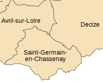 Carte de situation de Saint-Germain-Chassenay entre Avril-sur-Loire et Decize