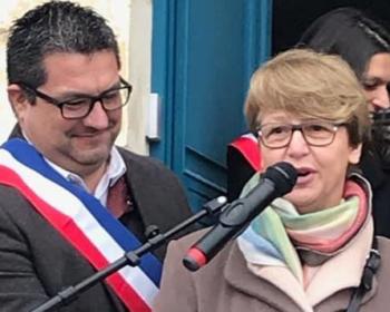 Nadia SOLLOGOUB présente lors de l'inauguration de la médiathèque de Saint-Éloi aux côtés du Maire Jérôme MALUS, le samedi 7 décembre 2019